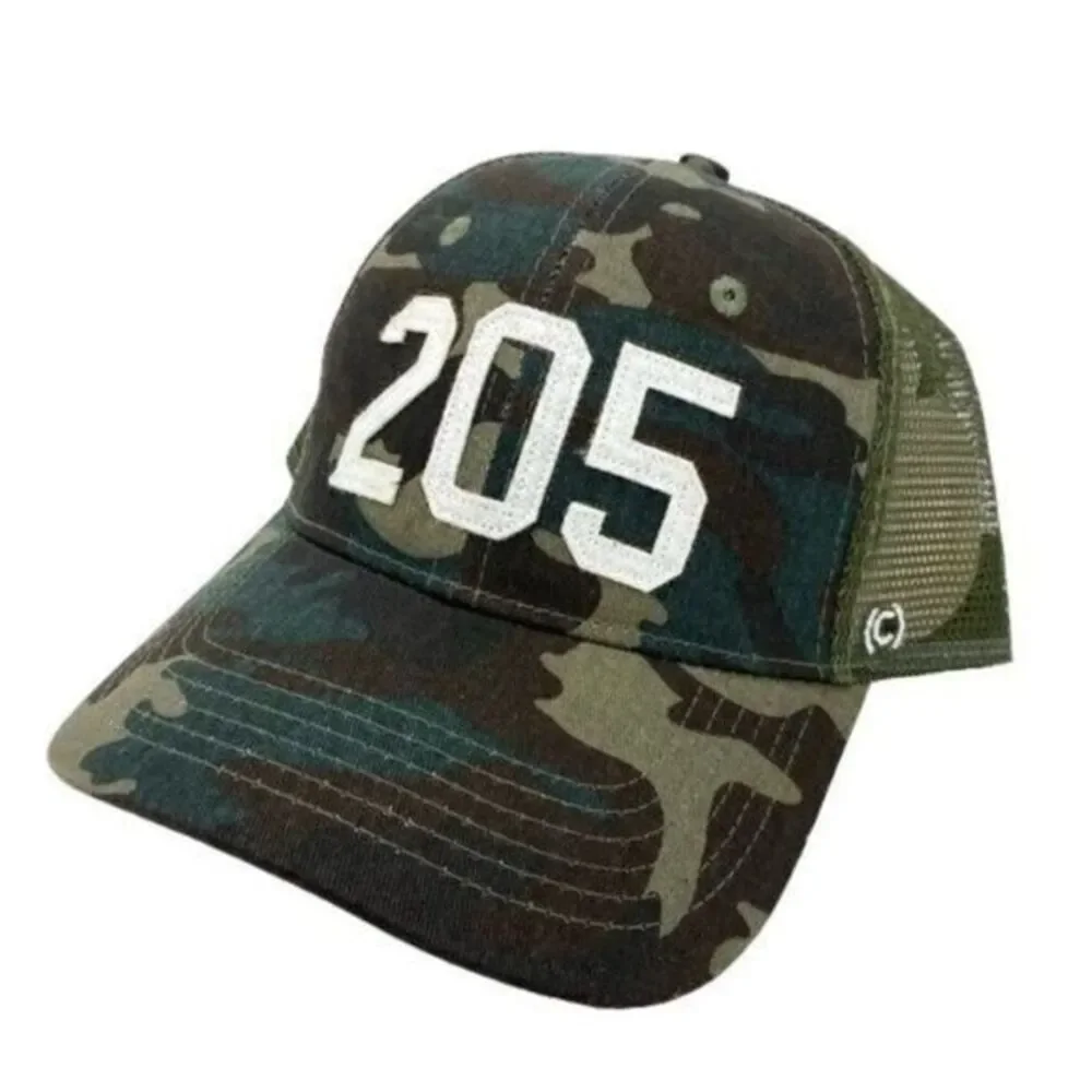 Birmingham Alabama 205 Area Code Camo Trucker Baseball Hat New